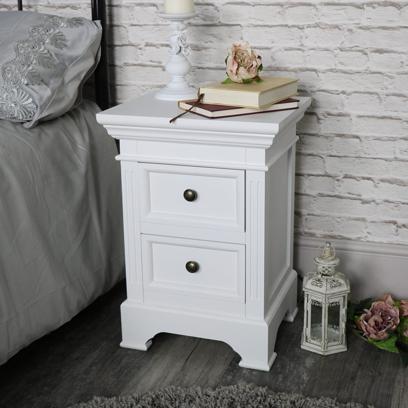 White Vintage Bedside Table - Daventry White Range