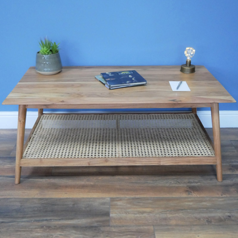 Wood & Cane Coffee Table