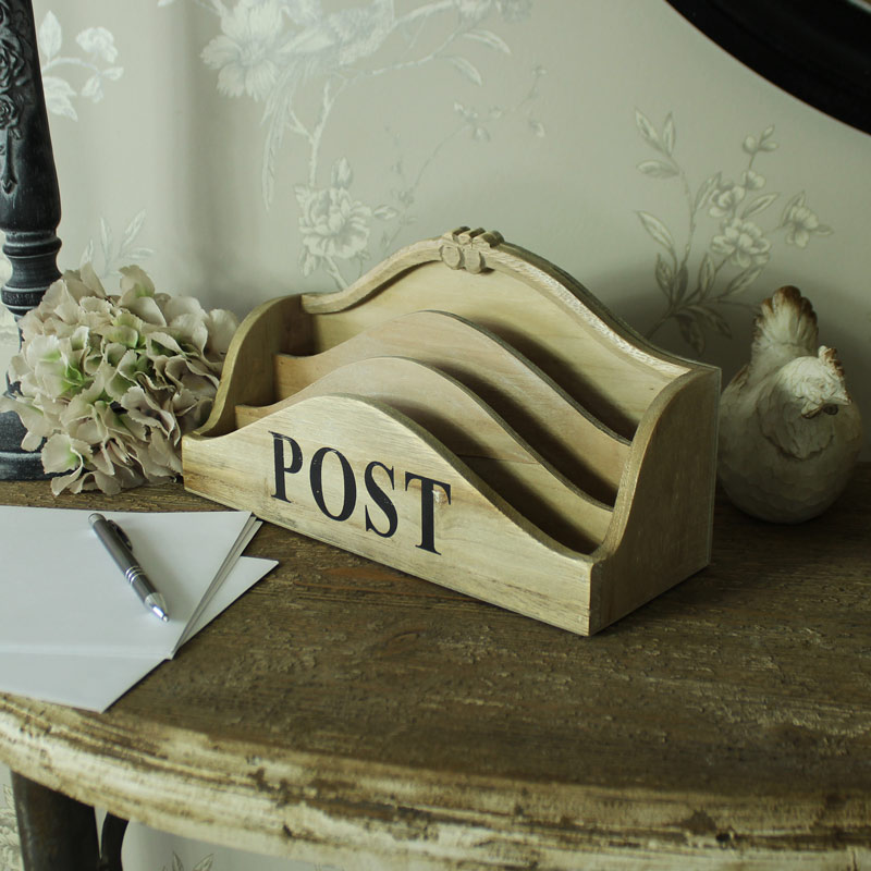 Wooden 3 Section Desktop Post Organiser