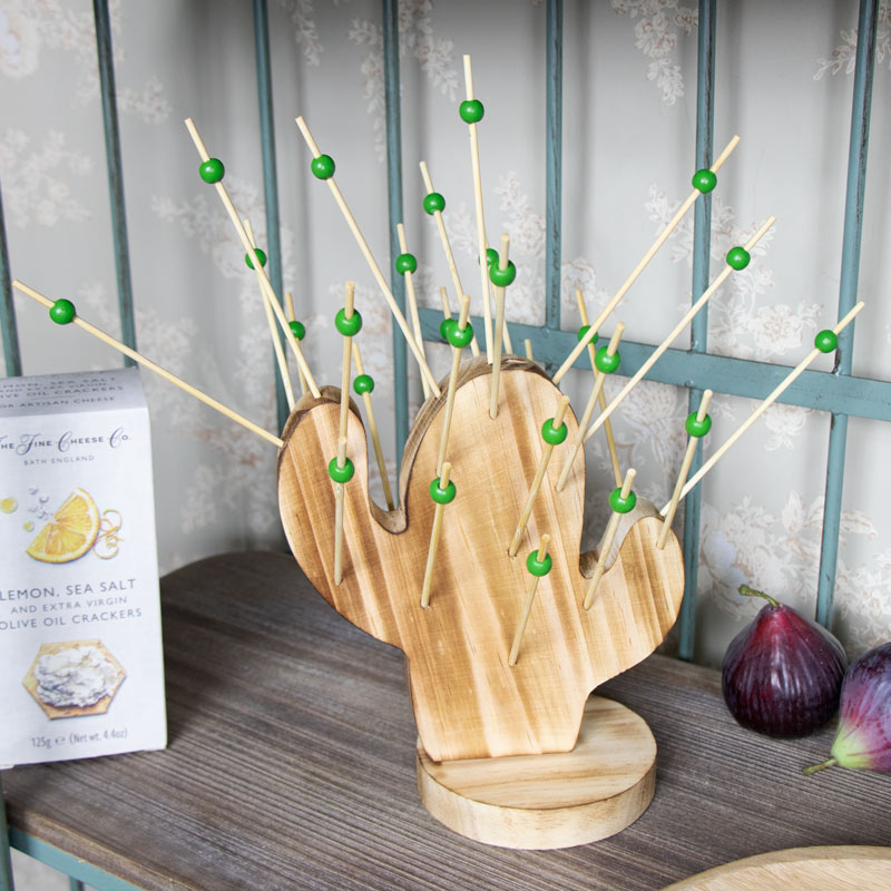 Wooden Cactus Hors d'oeuvre Holder