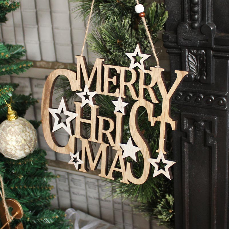 Wooden Merry Christmas Hanging Sign