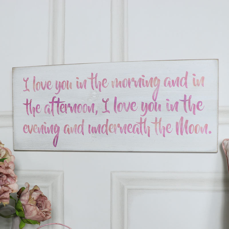Wooden Wall Plaque "I Love You in the Morning...."