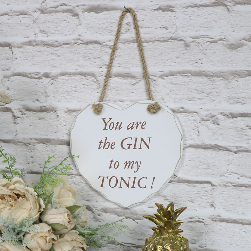'You Are The Gin To My Tonic' Hanging Heart