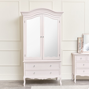 Large Pink Double Mirrored Wardrobe