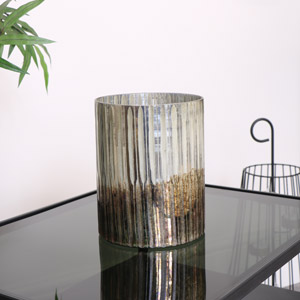 Large Silver & Bronze Ombre Candle Holder 