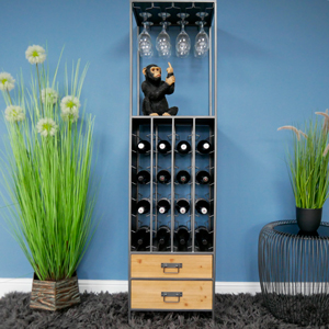 Tall Rustic Industrial Wine Cabinet 