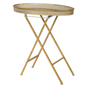 Antique Gold Oval Metal Tray Table