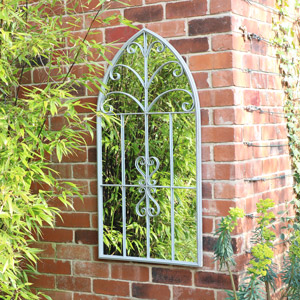 Antique Grey Arched Window Mirror 120cm x 60cm