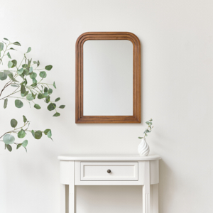 (April Shoot) Dark Wood Arched Frame Wall Mirror 50cm x 70cm