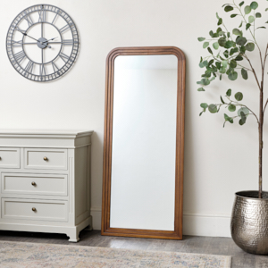 (April Shoot) Dark Wood Arched Frame Wall Mirror 60cm x 140cm