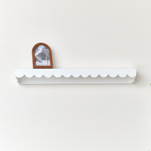 White Scalloped Wall Storage Shelf - 90cm