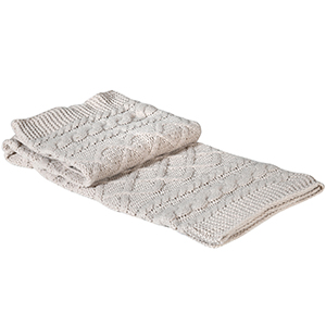 Beige Braid Design Knitted Throw - 140cm x 130cm