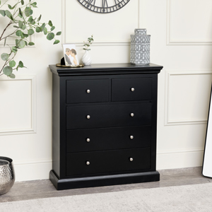 Black 5 Drawer Chest of Drawers