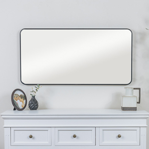 Black Curved Framed Wall Mirror