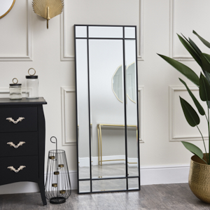 Large Black Thin Framed Leaner Mirror