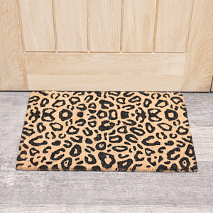 Black & Natural Leopard Print Door Mat