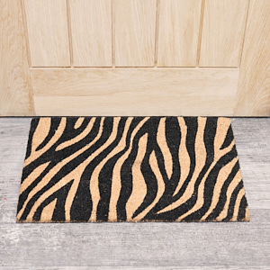 Black & Natural Zebra Print Door Mat