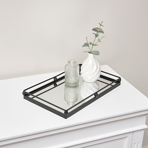 Black Rectangle Mirrored Tray