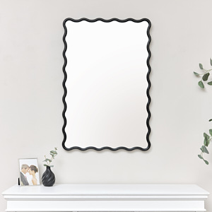 Black Wave Framed Mirror