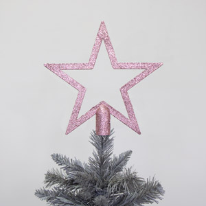 Blush Pink Glitter Christmas Star Tree Topper 