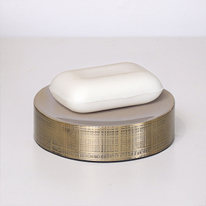 Brass Gold Textured Metal Round Soap Dish