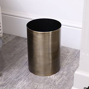 Brass Gold Textured Metal Waste Bucket Bin
