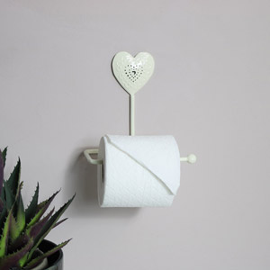 Cream Heart Design Toilet Roll Holder