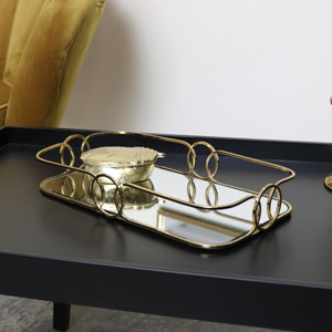 Curved Gold Mirrored Tray