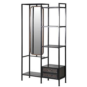 Dark Brown Iron Vanity Unit with Mirror - 185cm x 100cm