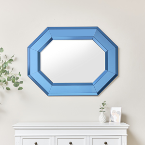 Extra Large Blue Glass Octagon Wall Mirror