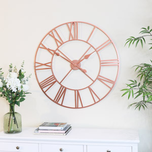 Extra Large Copper Metal Skeleton Clock