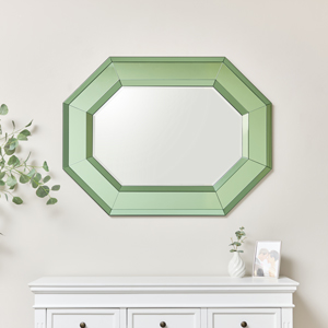 Extra Large Green Glass Octagon Wall Mirror