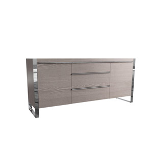 Extra Large Oak Grey And Chrome Sideboard - Ezra Range