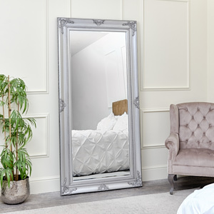 Extra Large Ornate Silver Wall/Leaner Mirror