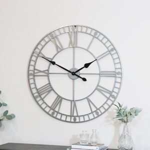 Extra Large Silver Skeleton Wall Clock