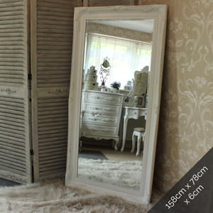 White Distressed Wall/Floor Mirror 158cm x 78cm