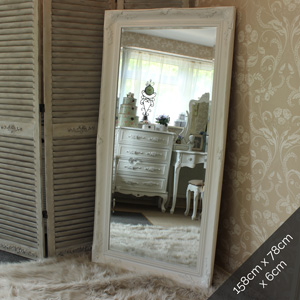 Extra Large White Ornate Wall/Floor Mirror 158cm x 78cm