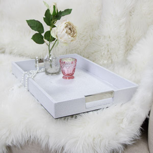 Faux Leather Silver Tray