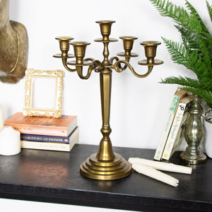 Five Arm Brass Candelabra 