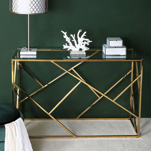 Gold Abstract Console Table