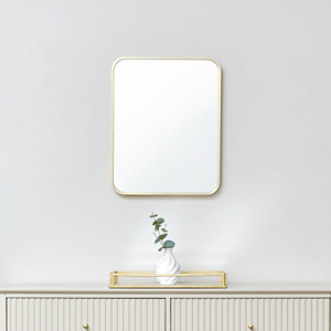 Gold Curved Framed Wall Mirror 50cm x 40cm