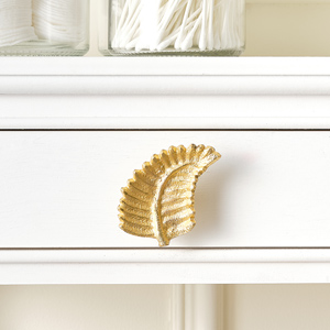 Gold Curved Leaf Drawer Knob