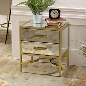 Gold Mirrored Bedside / Occasional Table