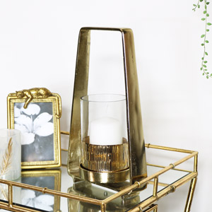 Gold & Glass Candle Holder