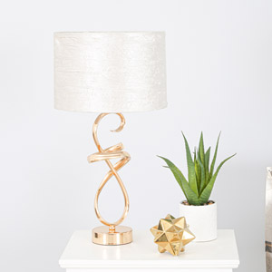 Gold Metal Swirl Table Lamp With Champagne Shade 