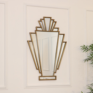 Gold Fan Art Deco Wall Mirror 90cm x 59cm
