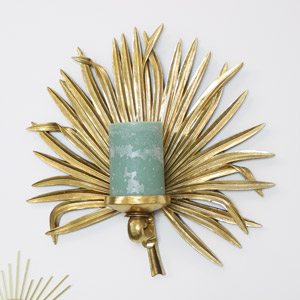 Gold Palm Leaf Candle Wall Sconce