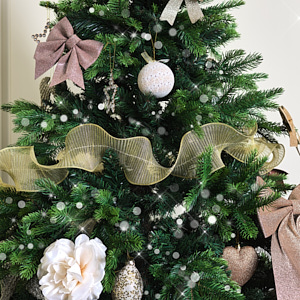 Gold Sparkle Ruffle Christmas Tree Ribbon - 270cm