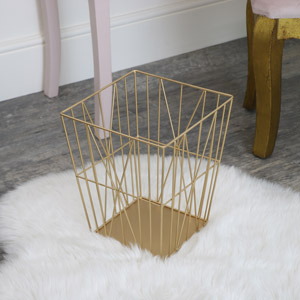 Gold Wire Storage Basket Bin