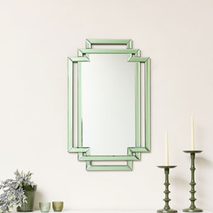 Green Glass Art Deco Rectangle Wall Mirror